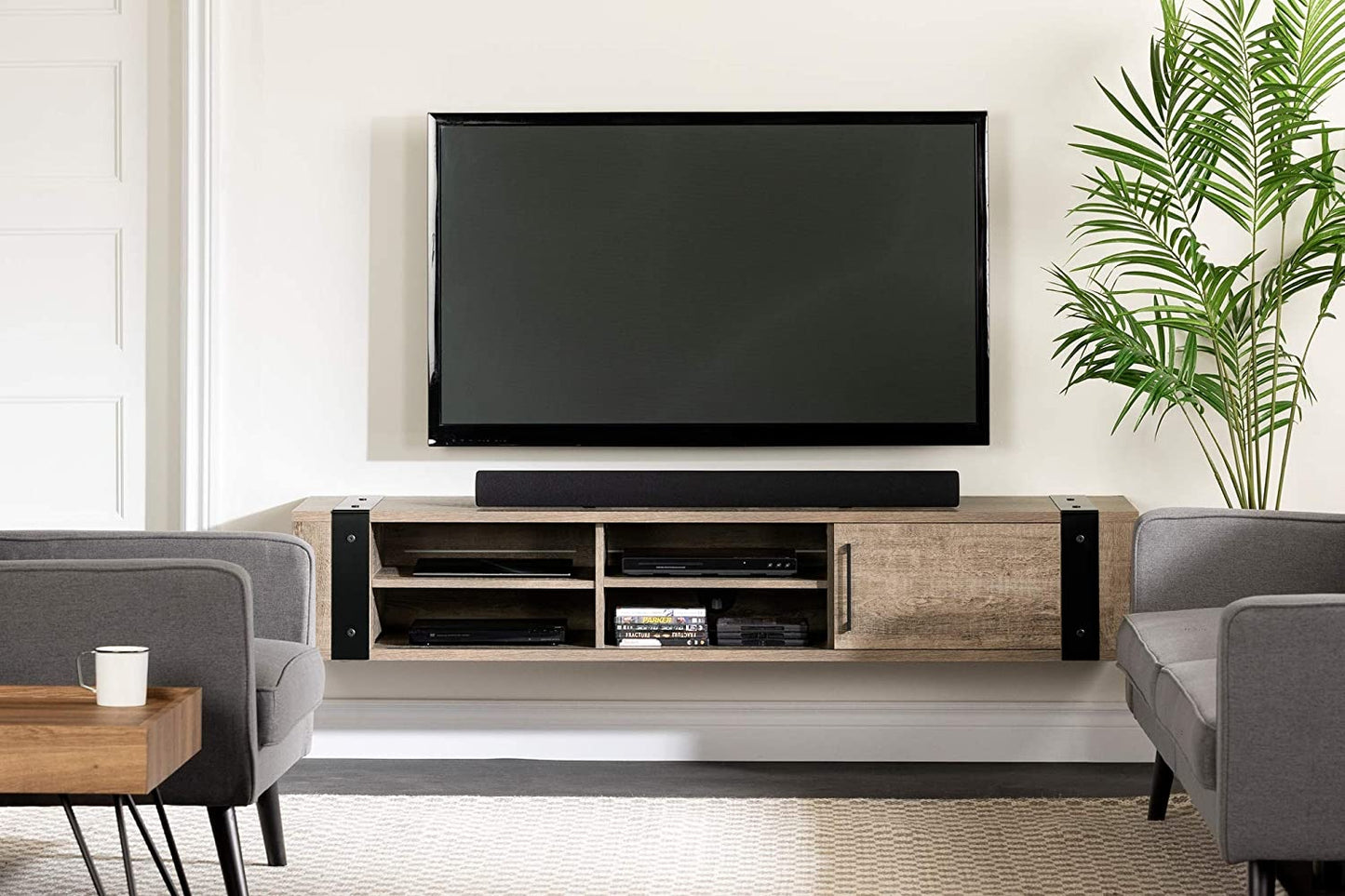 South Shore Munich - Consola multimedia montada en la pared de 68 pulgadas,