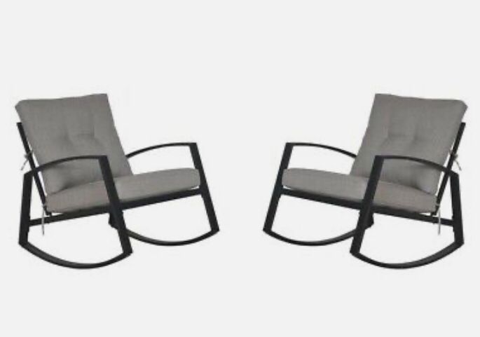 Set de 2 mecedoras acolchadas de acero Mainstays Asher Springs gris