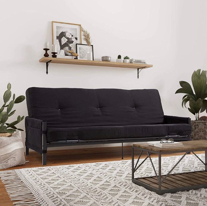 Sofa cama de Metal Arm Futon, Black