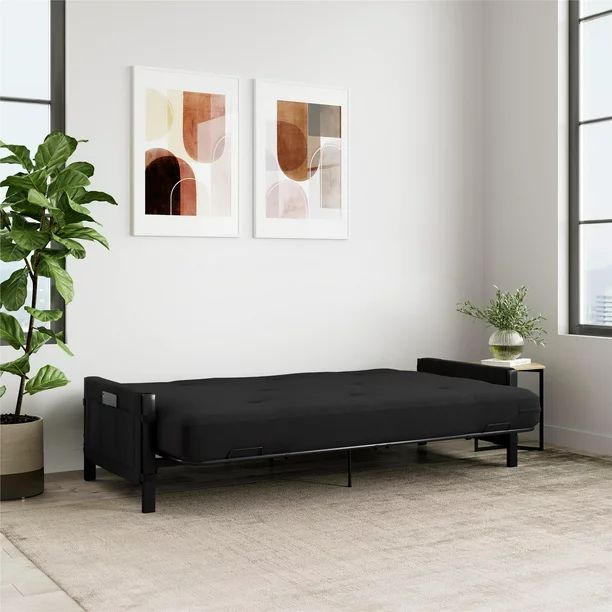 Sofa cama de Metal Arm Futon, Black
