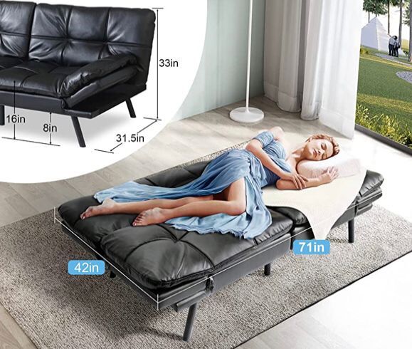 Sofa cama futon de piel sintética